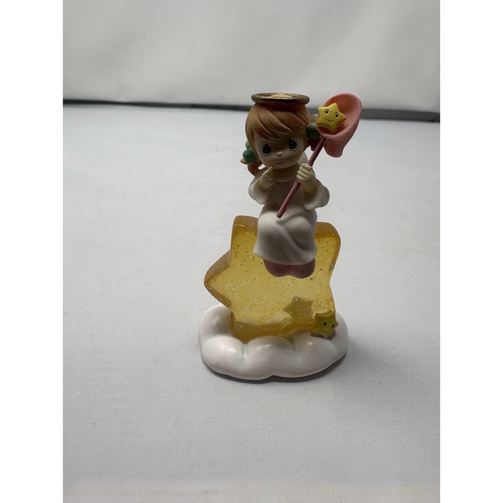 Precious Moments Avon Resin Angel on Glitter Star Figurine 2004 Mini Trinket